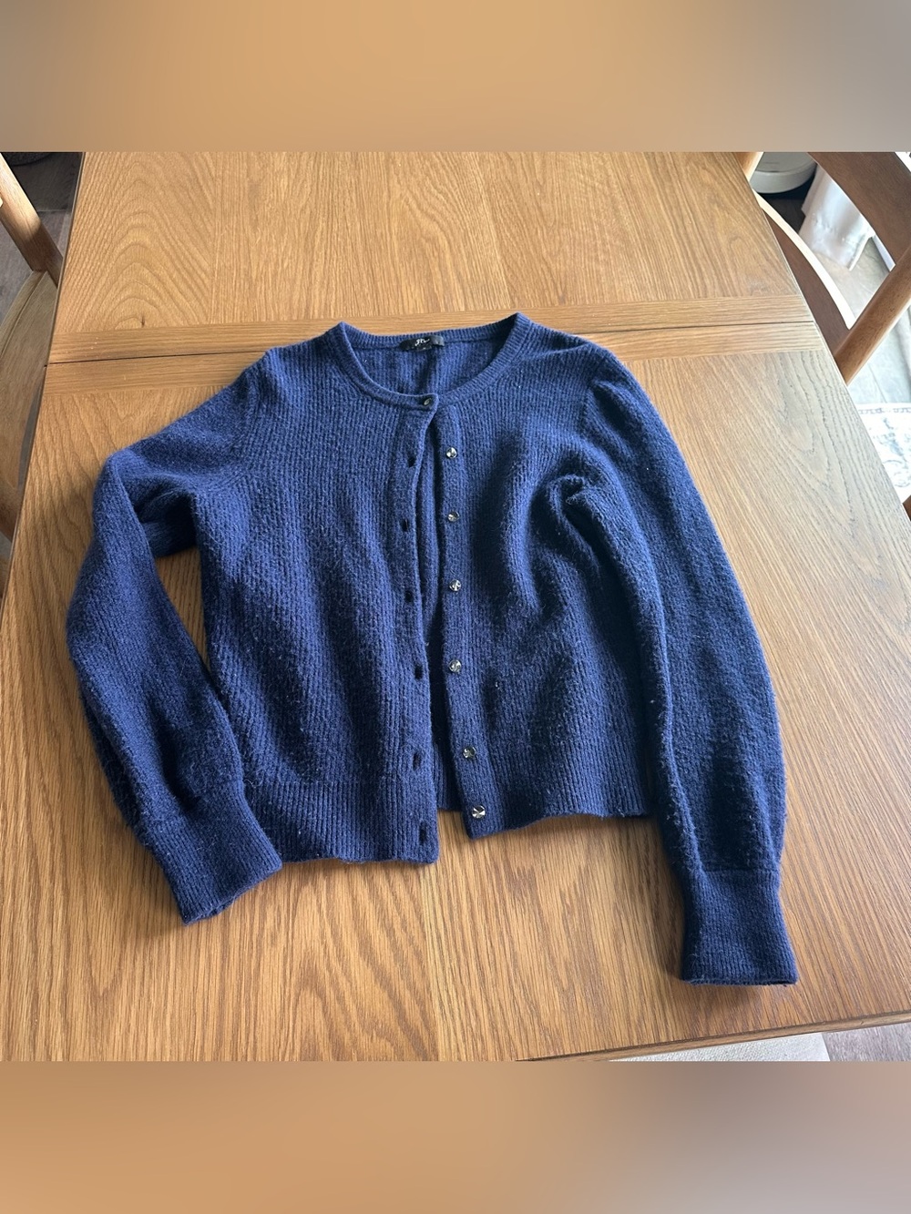 J Crew Wool and Alpaca Blend Navy Cardigan